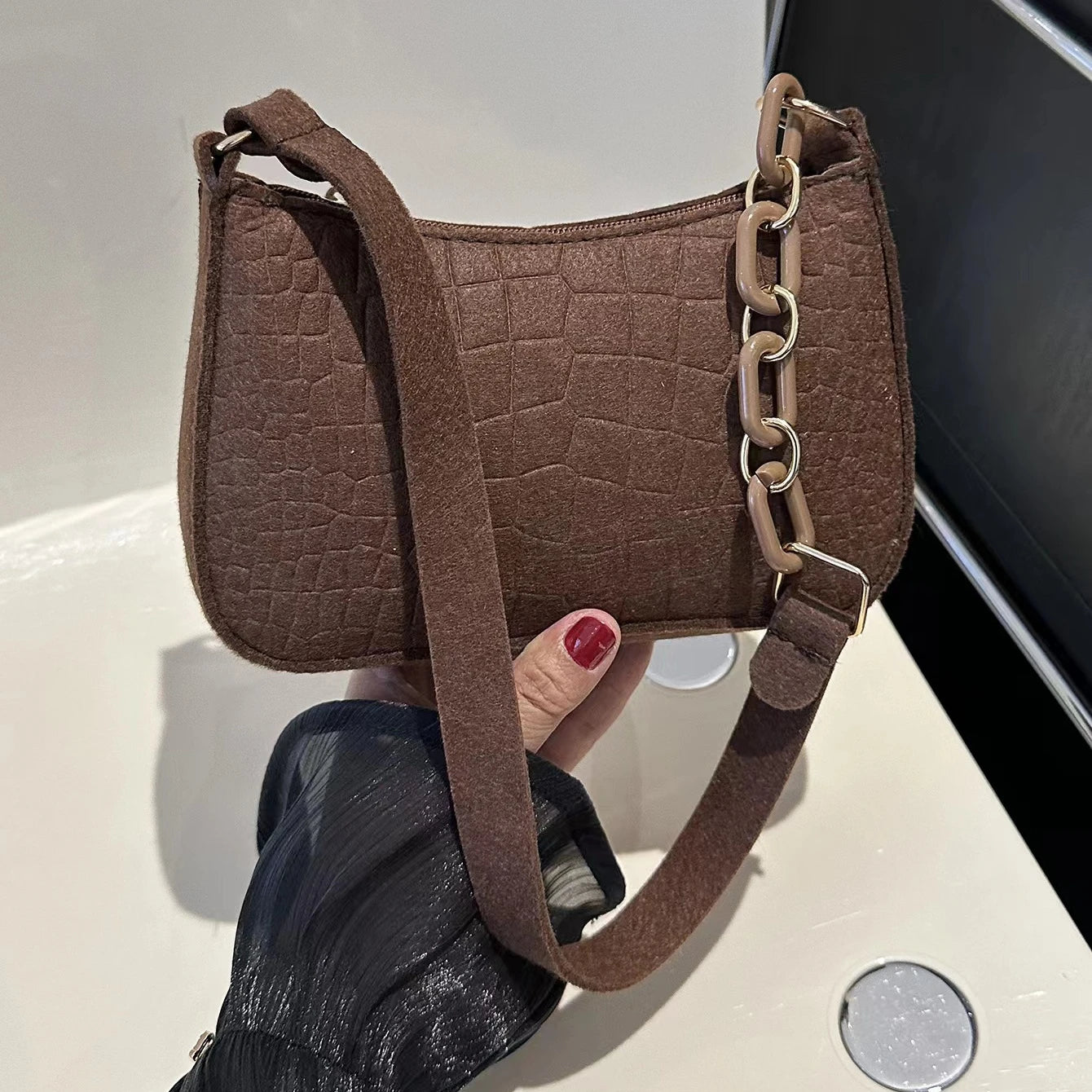 Fashion Felt Shoulder Bag | Minimalist Underarm Handbag Luxegan