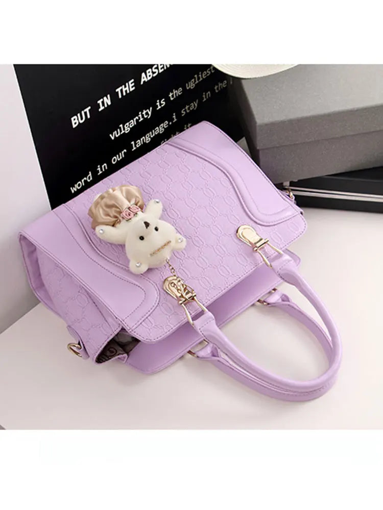 LadiesHandbag Set Top Handle Bags 4 Pieces Set inPULeather,ToteBagShoulderBagClutch andCardHolderSets forShoppingWorkTravel Gift