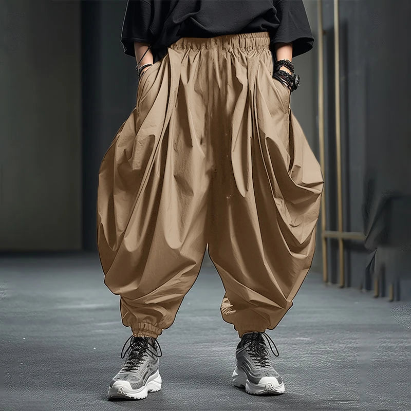 Irregular Drop-Crotch Harem Pants | Sophisticated Mid-Waist Wide-Leg Silhouette | Elegant "Full-Length" Streetwear Joggers | "Dignified" Pleated Loose Trousers for Radiant Versatile Styling Luxegan