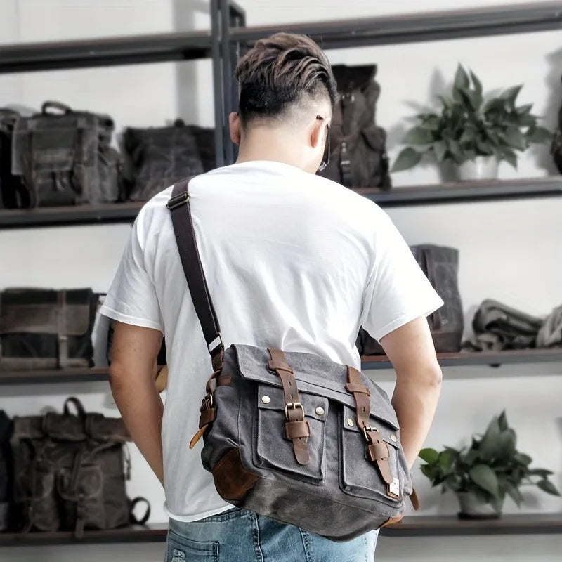 Retro Canvas Crossbody Postman Bag for Men | New Style School Backpack with Belt Decoration | Casual Versatile Shoulder Bag Luxegan