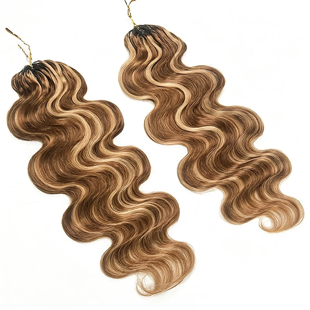 Highlight Body Wave Human Hair Crochet Extensions | Knotless Boho Braids | 10–24 Inches Luxegan