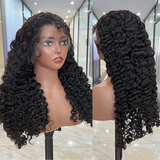  Burmese Curly HD Lace Frontal Wig | 200% Density Human Hair | #1B Natural Color Luxegan
