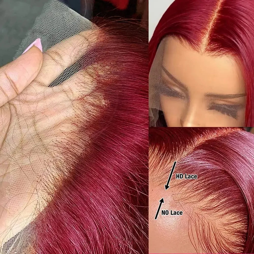 Colored HD Lace Frontal Bob Wig | Sophisticated "613 & Honey Blonde" Silhouette | Elegant 13x4 Transparent Burgundy 99J Palette | "Dignified" High-Performance Colored Human Hair for Radiant Versatile Styling Luxegan