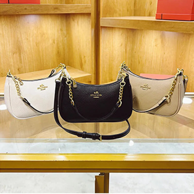 Women’s Luxury Lychee Pattern Crossbody Bag | High-End Soft Leather Underarm Bag | Fashion Casual Dumpling Hobo Tote Luxegan