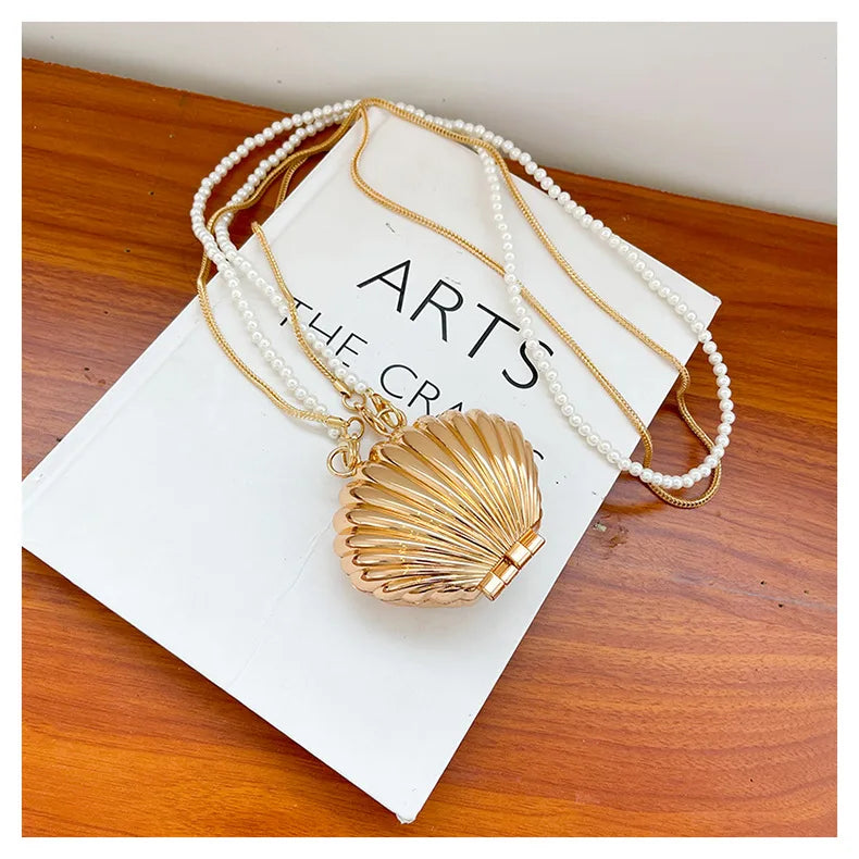New Summer Lipstick Bags for Women Fashion Pearl Mini Purse Crossbody Bag | High Quality Gold Shell Bag Designer Shoulder Bag Luxegan