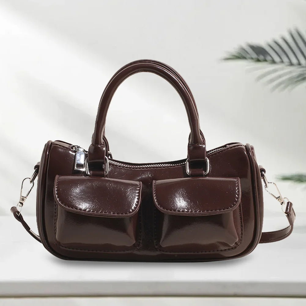Women’s Small Top Handle Handbag | Premium PU Leather Adjustable Strap Crossbody Bag | Solid Color Casual Tote with Inner Zipper Pocket | Versatile Work & Travel Purse Luxegan