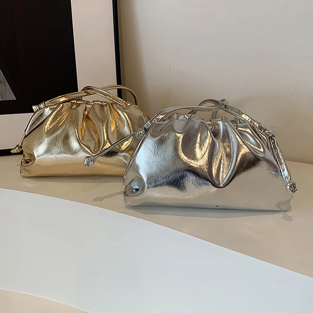 Small Luxury Design Women's Bag | Ruched Dumpling Clutch & Soft PU Leather Handbag Luxegan