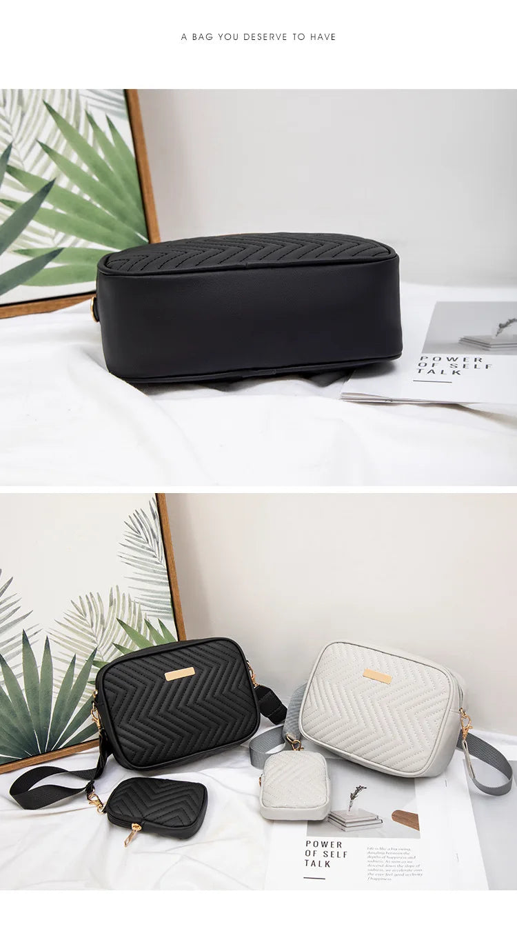 V-Embroidered Niche Bag | Casual Small Square Camera & Messenger Bag Luxegan