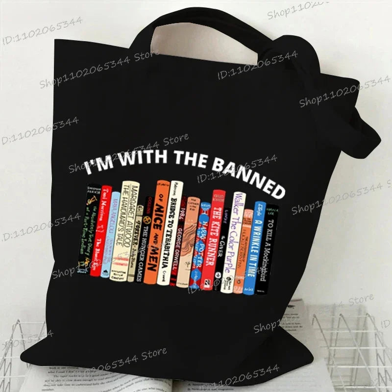 Books and Flower Print Canvas Tote | Casual Reusable Shopping Bag Luxegan