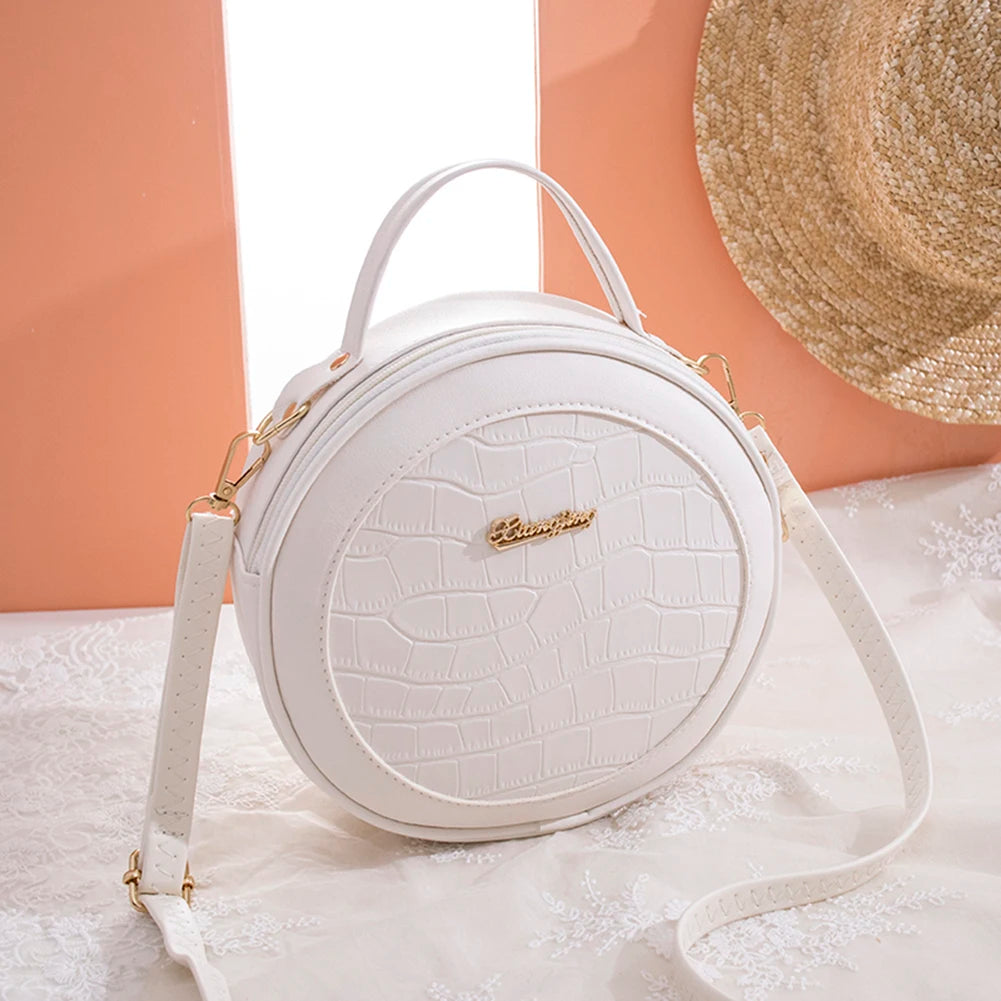Youthful Alligator Pattern Crossbody Bag | Round Circle PU Shoulder Pouch Luxegan