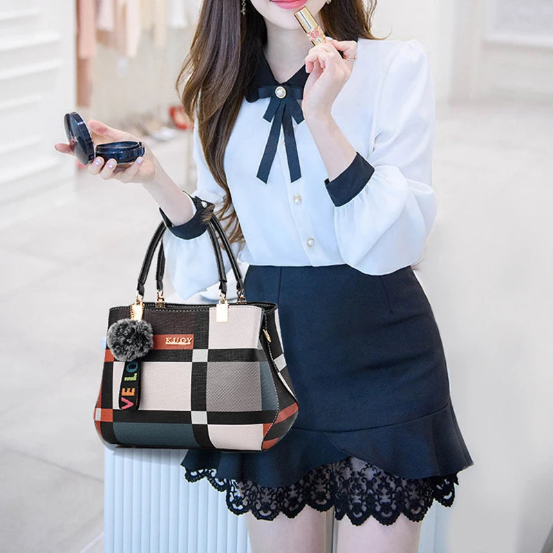 Stitching Wild Messenger Bag | Female Totes Designer Brand Plaid Shoulder Bag & Luxury Handbag Luxegan