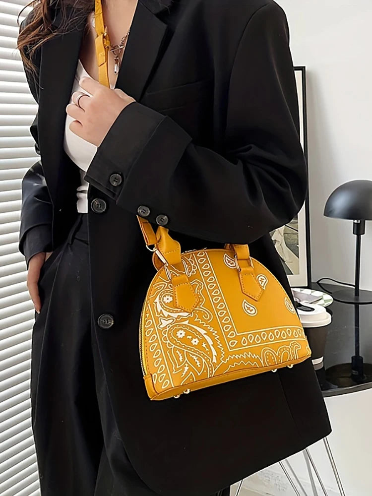 PU Leather Cashew Flower Shell Bag | Waterproof Large Capacity Lady Messenger Bag Luxegan