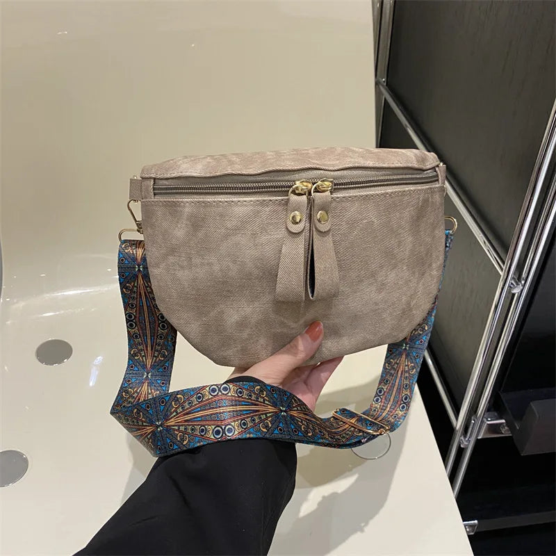 Stylish Hobo Solid Color Satchel | Luxury Designer Chest Bag & Women's PU Leather Waist Bags (Wide Strap Fashion Fanny Shoulder Pack) Luxegan