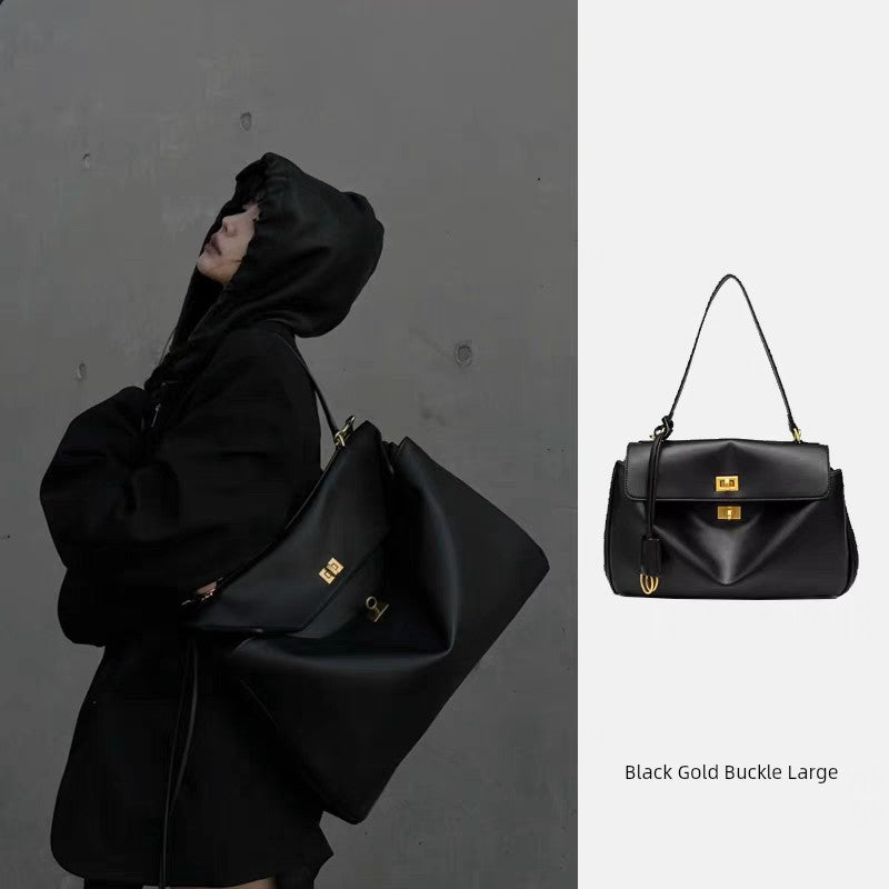 Rodeo Smooth Calfskin Tote Bag | Medium Horizontal Square Crossbody Satchel | Lazy Style Pure Color Leather Handbag Luxegan