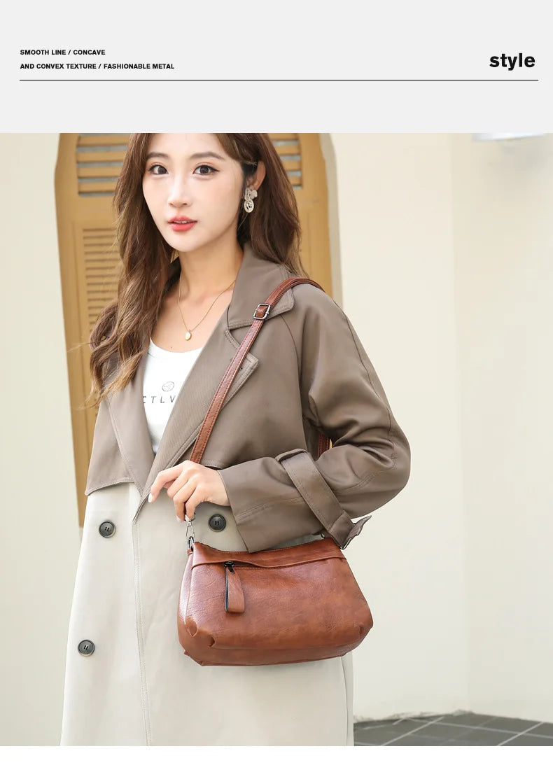 New Women’s Fashion "Atmosphere" Shoulder Purse | Large-Capacity Soft PU Leather Mother Handbag | Stylish Hobo Crossbody & Messenger Bag with Letter Decoration Luxegan