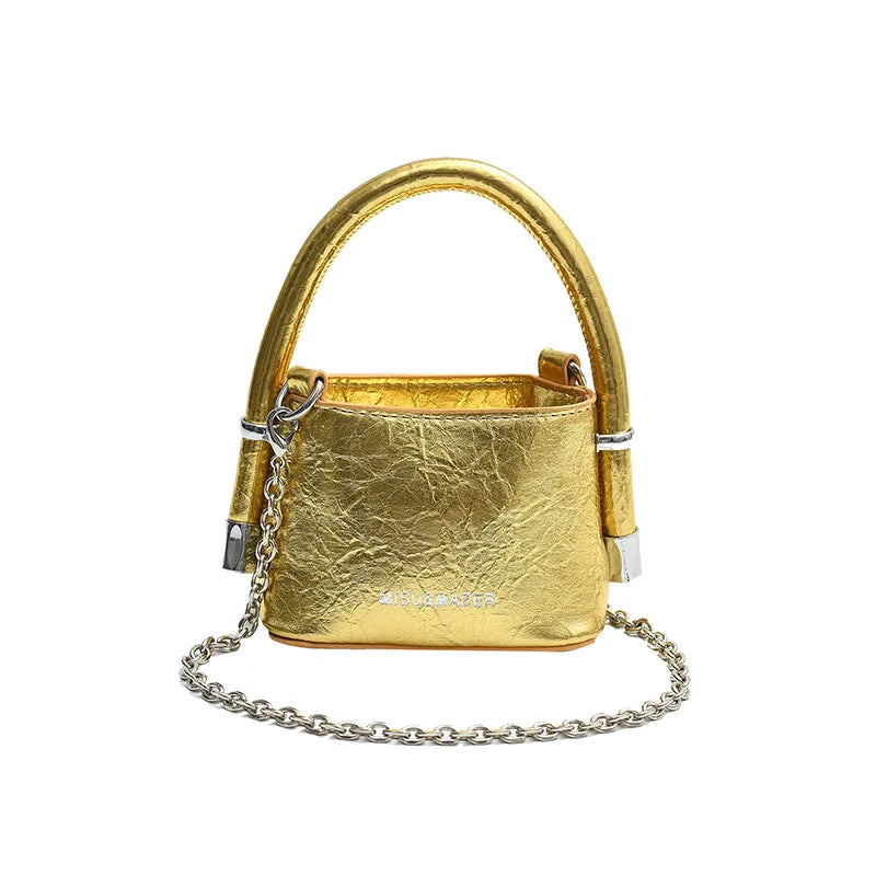 Luxury Women's Summer Mini Square Bag | Fashion HARD PU Leather Shoulder Crossbody Purse with Chain Detail Luxegan