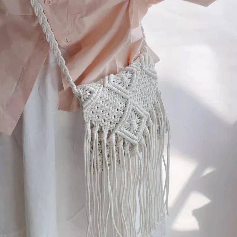 Soft Bohemian Straw Woven Crossbody | Hollow Out Summer Flap Bag Luxegan