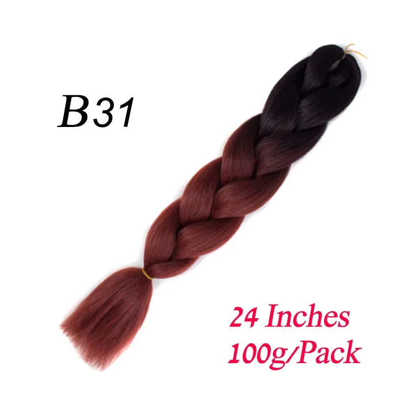 Lihui 24 Inch Pre-Stretched Synthetic Braiding Hair – Kanekalon Jumbo Braid | 100g | 100+ Ombre Colors