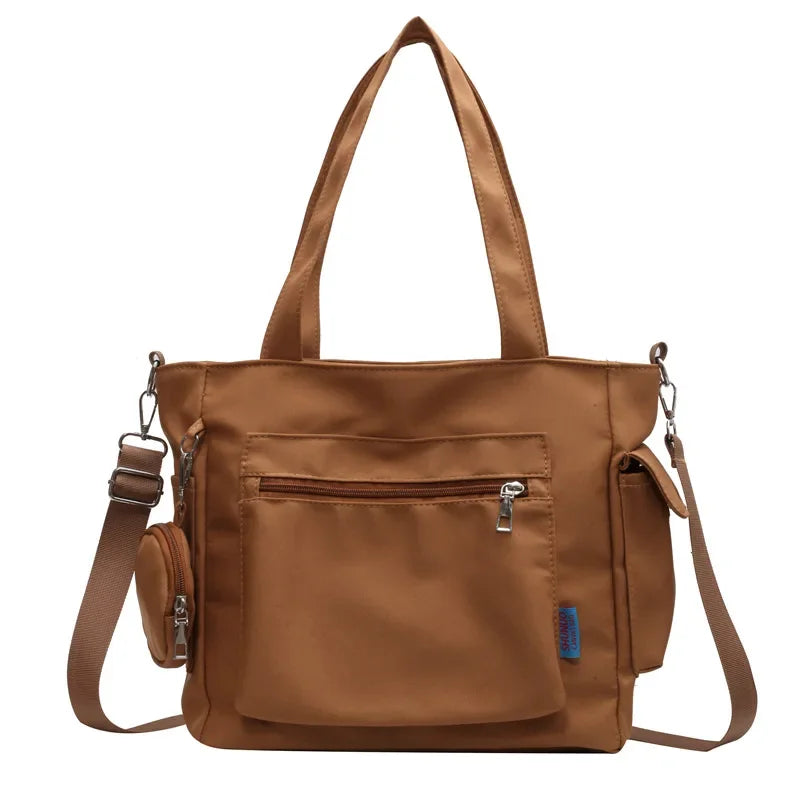 Simplicity Oxford Canvas Composite Shoulder Bag | Large Capacity Solid Color Lazy Style Commuter Tote & Crossbody Bag (Unisex) Luxegan