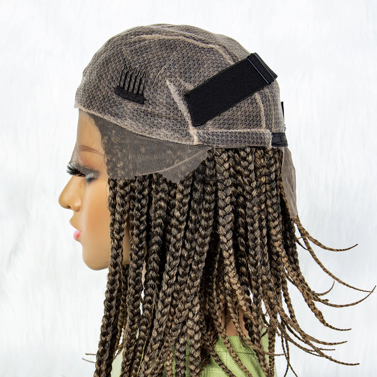 Pelucas trenzadas Bob para mujeres negras Peluca de encaje completo con trenzas estilo cornrow Peluca sintética de encaje frontal con trenzas de caja sin nudos con cabello de bebé