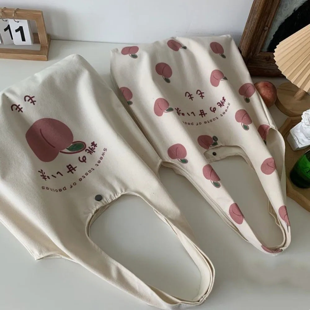 Aesthetic Strawberry & Peach Tote Bag | School & Shopper Handbag Luxegan