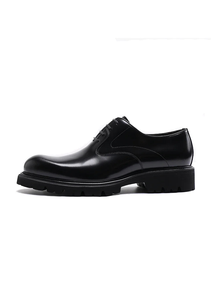 New Men's Formal Oxford Shoes | Sophisticated Rubbed Skin First Layer Cowhide Footwear | Elegant "Mid Heel" Silhouette | "Dignified" Height-Increasing Leather Shoes for Radiant Versatile Office & Career Styling Luxegan