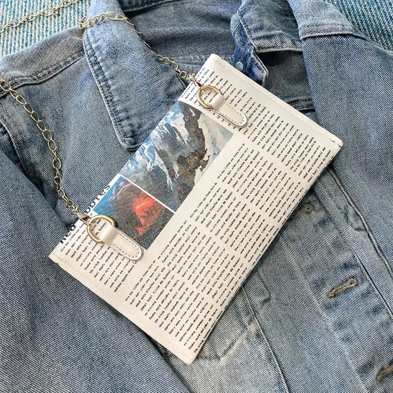 Women's Newspaper Messenger Bag | Shoulder Bag Personality Fashion Small Square Bag Luxegan