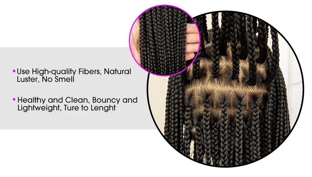 36 Inch Square Knotless Box Cornrow Wig | Full Lace Frontal