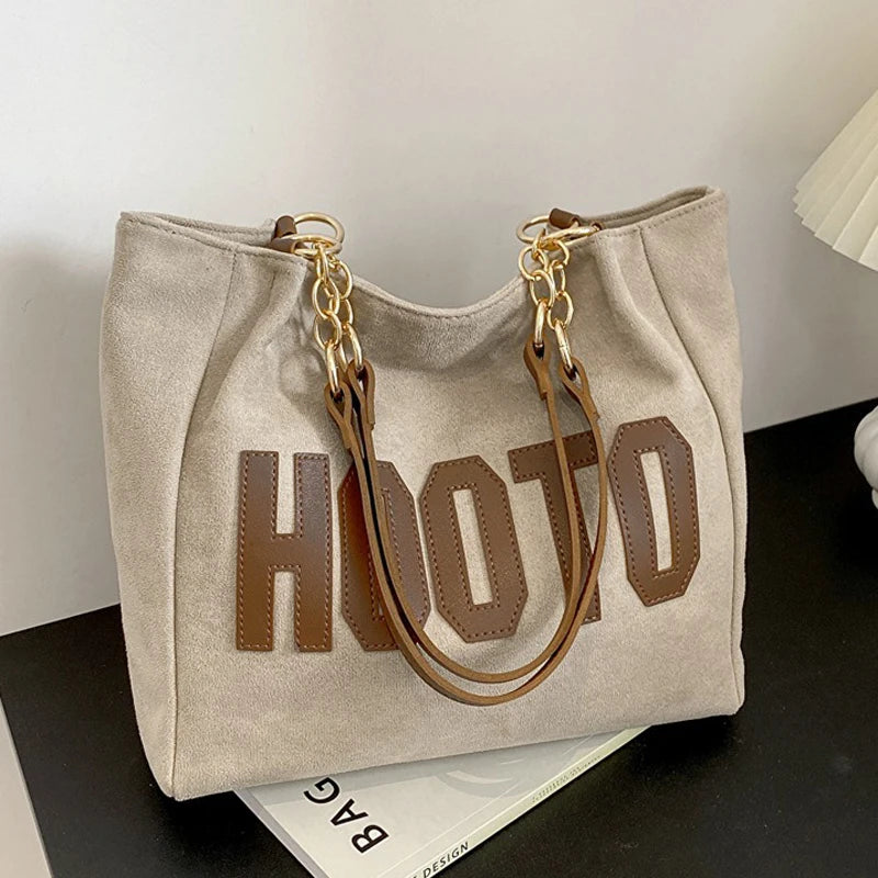 New Fashion Canvas Large Capacity Shoulder Tote Bag for Women | Letter Printed Daily Shopping Handbag Luxegan