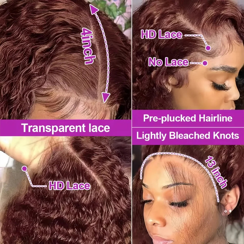 30-Inch Chocolate Brown Loose Deep Wave HD Lace Wig | Sophisticated 13x6 & 13x4 Transparent Frontal | Elegant "100% Brazilian Remy" Silhouette | "Dignified" Pre-Plucked Curly Human Hair for Radiant Versatile Styling Luxegan