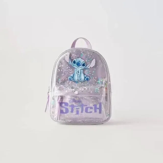 Disney’s New "Stitch" Cartoon Sequined Backpack | Trendy Kindergarten School Bag for Boys & Girls | Fashionable PVC Sequin Bucket Bag with Nylon Lining Luxegan