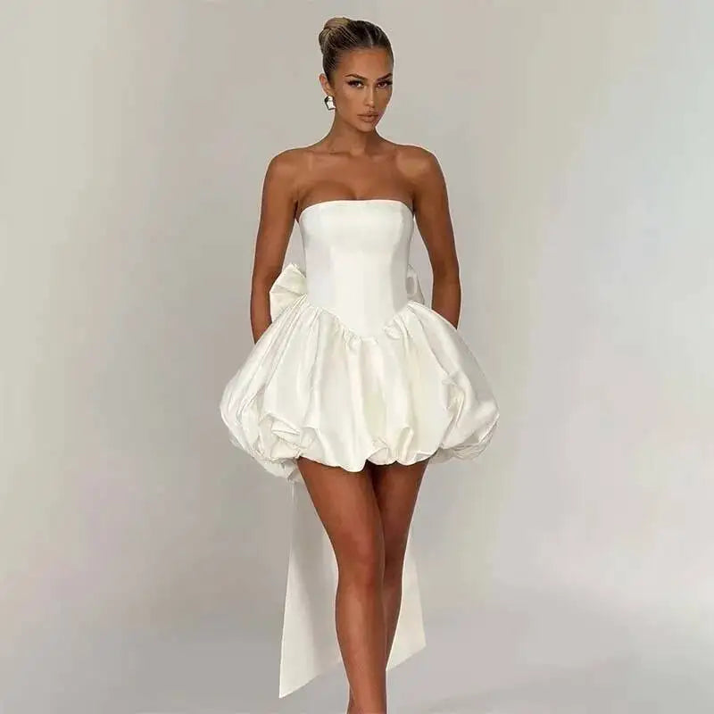 Townlike Bow Backless Sexy Party Dress Women Mini 2025 Spring Summer Dress Waist Wrap A-line Ball Gown Dresses