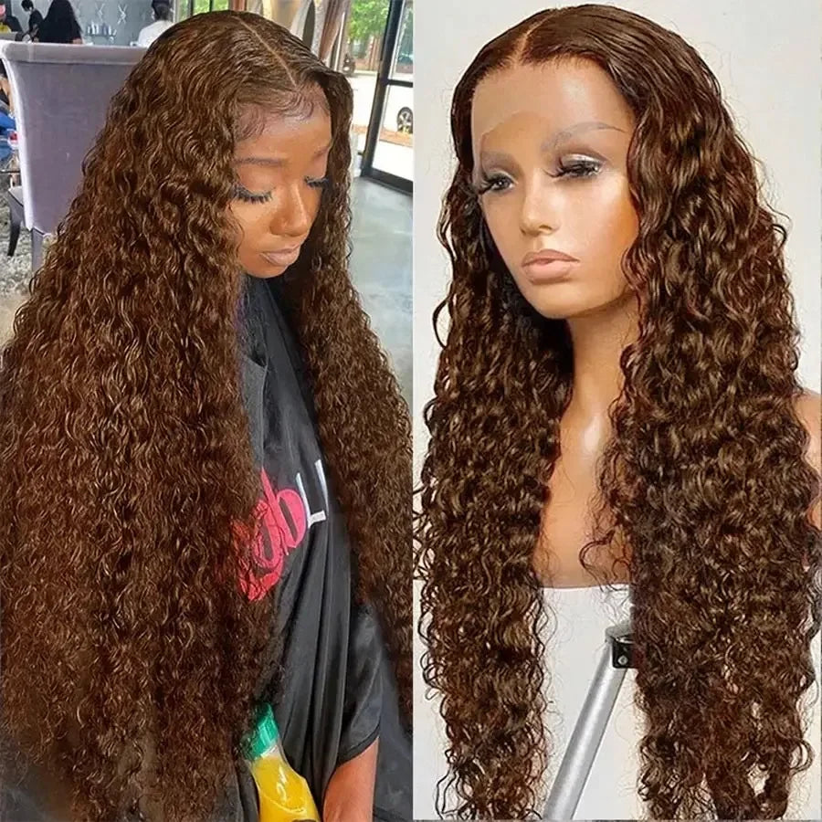 European Style African Brown Rolled Wig | Sophisticated Pre-Lace Design | Elegant "Refined Brown" Coloring | "Dignified" Machine-Made Fullness for Radiant Versatile Styling Across All Ages Luxegan