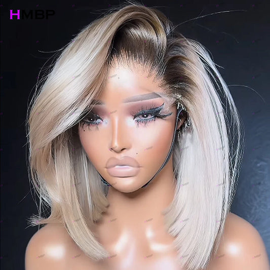 Straight 13×4 HD Lace Frontal Wig Ombre Colour Body Wave Wigs Glueless Lace Frontal Wig Human Hair Wear And Go For Women HMBP