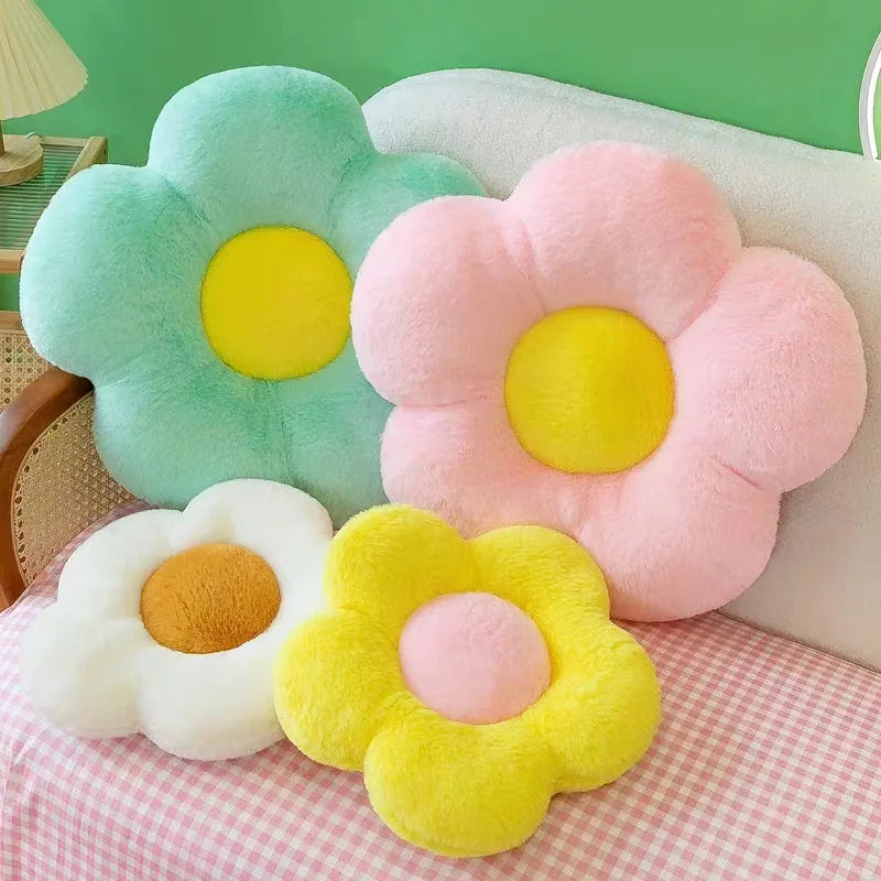 Circular Flower Shape Chair Cushion | Sophisticated "Soft Nap" Floral Silhouette | Elegant Winter Thick Floor & Couch Pillow | "Dignified" High-Performance Memory Comfort for Radiant Versatile Styling Luxegan