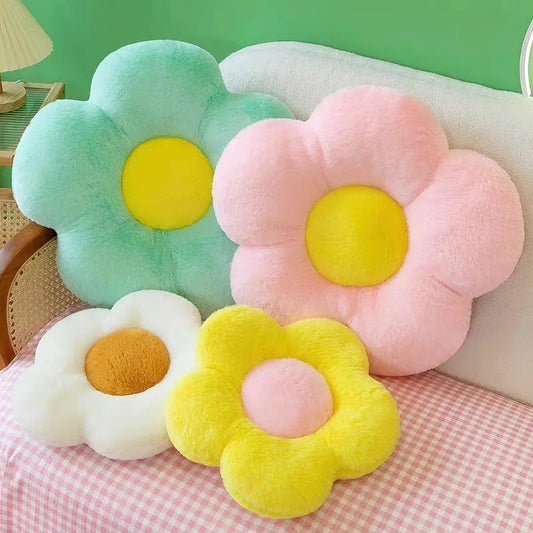 Circular Flower Shape Chair Cushion | Sophisticated "Soft Nap" Floral Silhouette | Elegant Winter Thick Floor & Couch Pillow | "Dignified" High-Performance Memory Comfort for Radiant Versatile Styling Luxegan