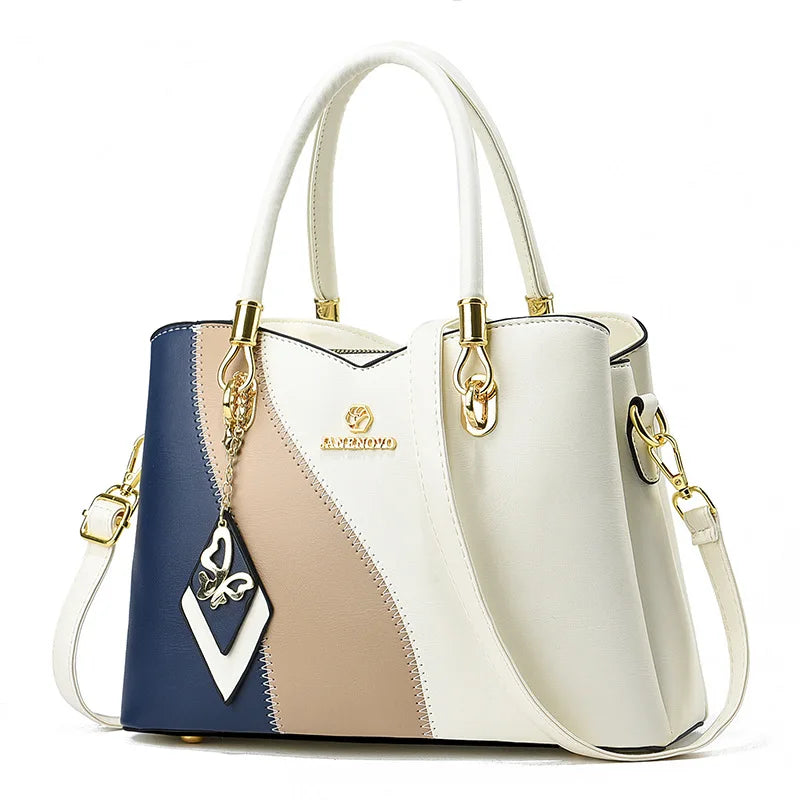 Fashion Contrasting Handbag | Large Capacity Temperament Elegant Mother Bag & Middle-Aged Shoulder Bag Luxegan