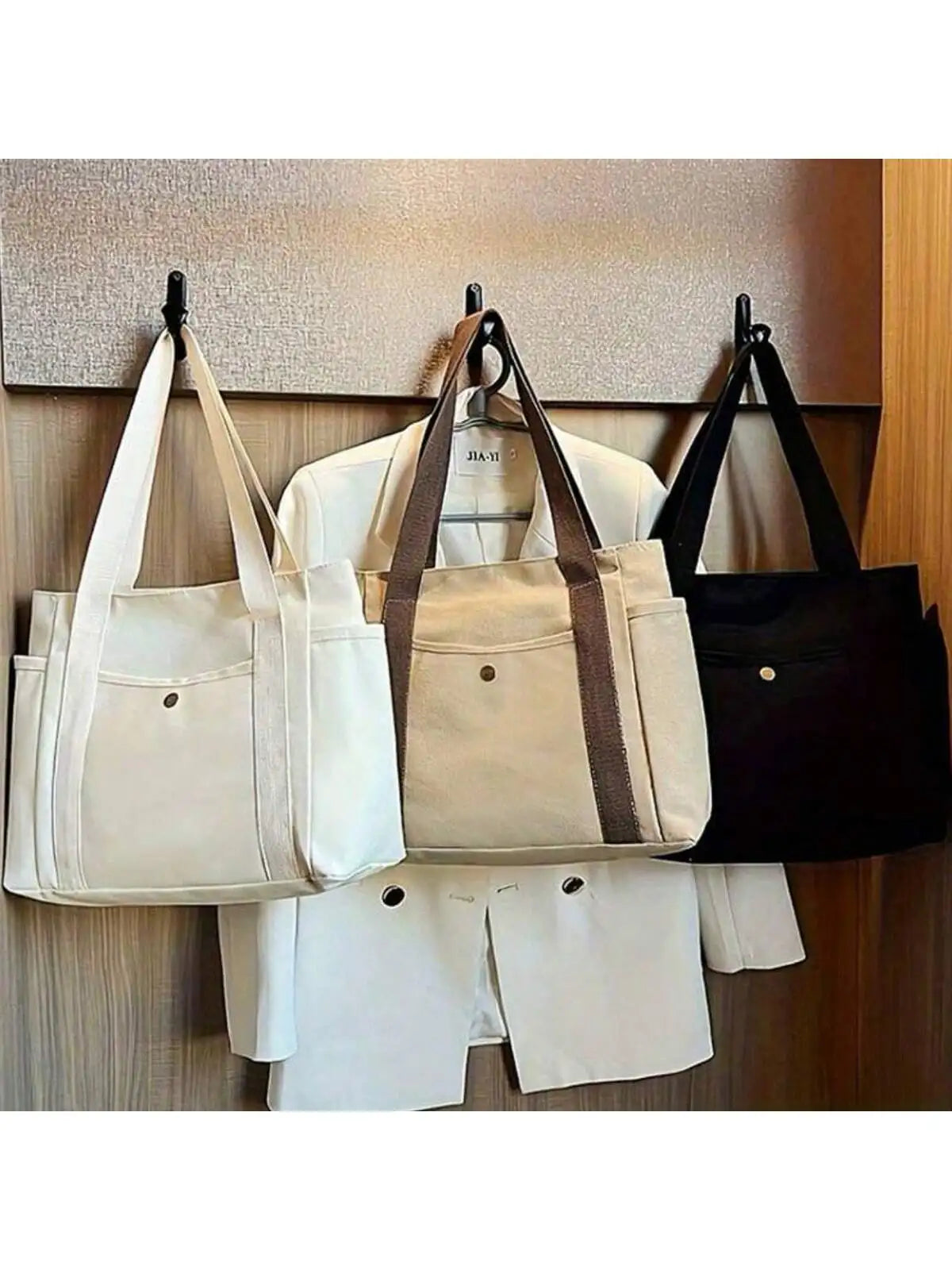 Polyester Solid Casual Tote | Large Capacity Multi-Pocket Crossbody Bag Luxegan