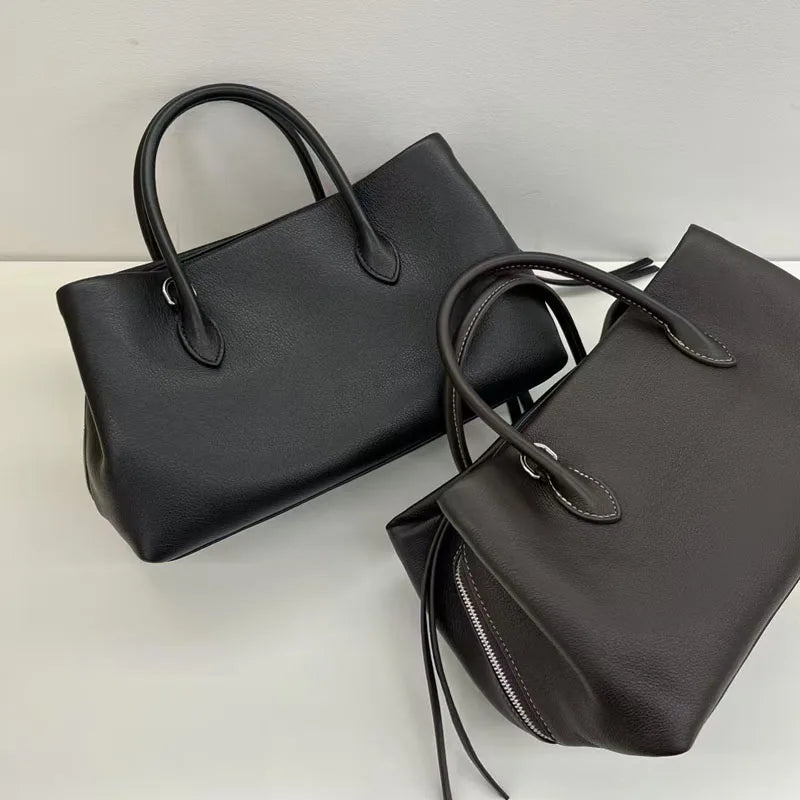 Vintage Top Layer Cowhide Handbag | Large Capacity Genuine Leather Shoulder Bag | New Designer Women’s Crossbody | Versatile Soft Leather Casual Tote Luxegan