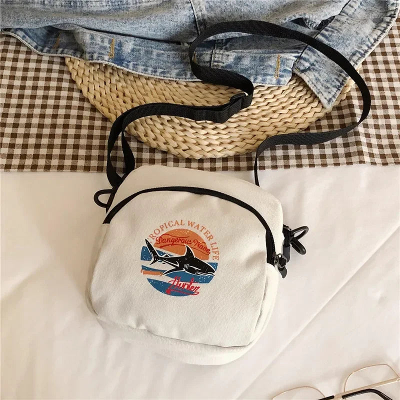 Canvas Small Square Bag | Mini Cloth Shoulder Crossbody Purse Luxegan
