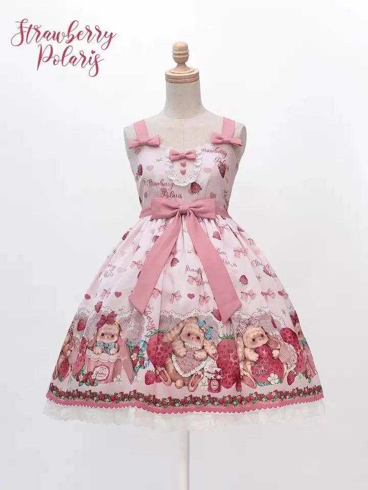 Falling Rabbit Berry Lolita Pink Cute SJK Dress Lolita Big Skirt Girls Birthday Show Cake Dress  birthday dress for women