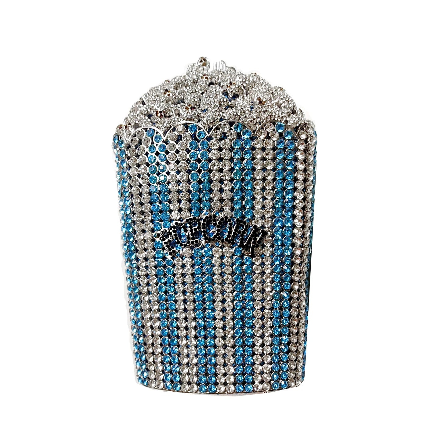 Food-Styling Metal Diamond Purse | Sophisticated Luxury Crystal Evening Bag | Elegant Rhinestone Gala Handbag | "Dignified" Hard-Shell Metallic Minaudière for High-Fashion Parties Luxegan