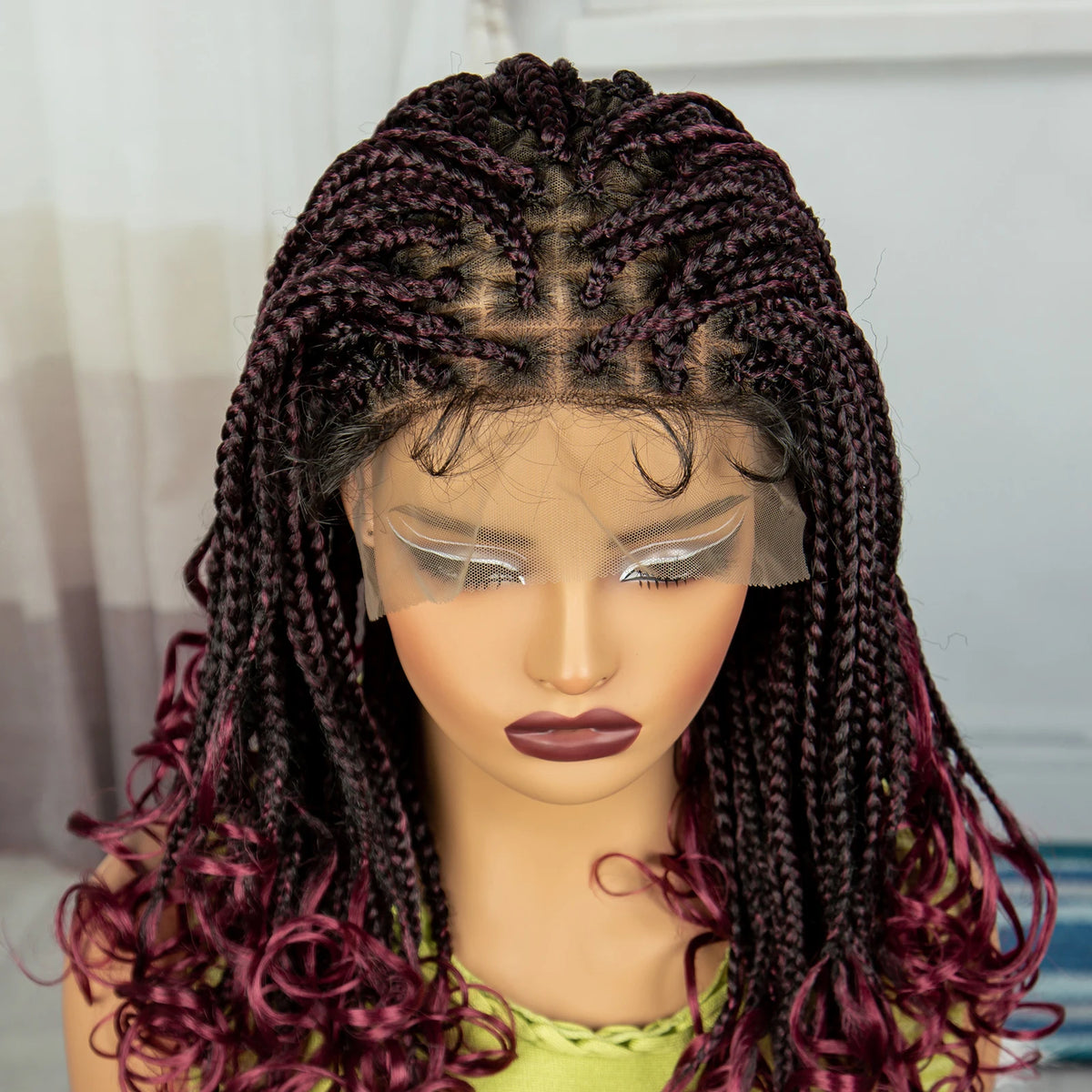 20 Inch Knotless Box Braids Wig | 9x6 Lace Front | Curly Ends