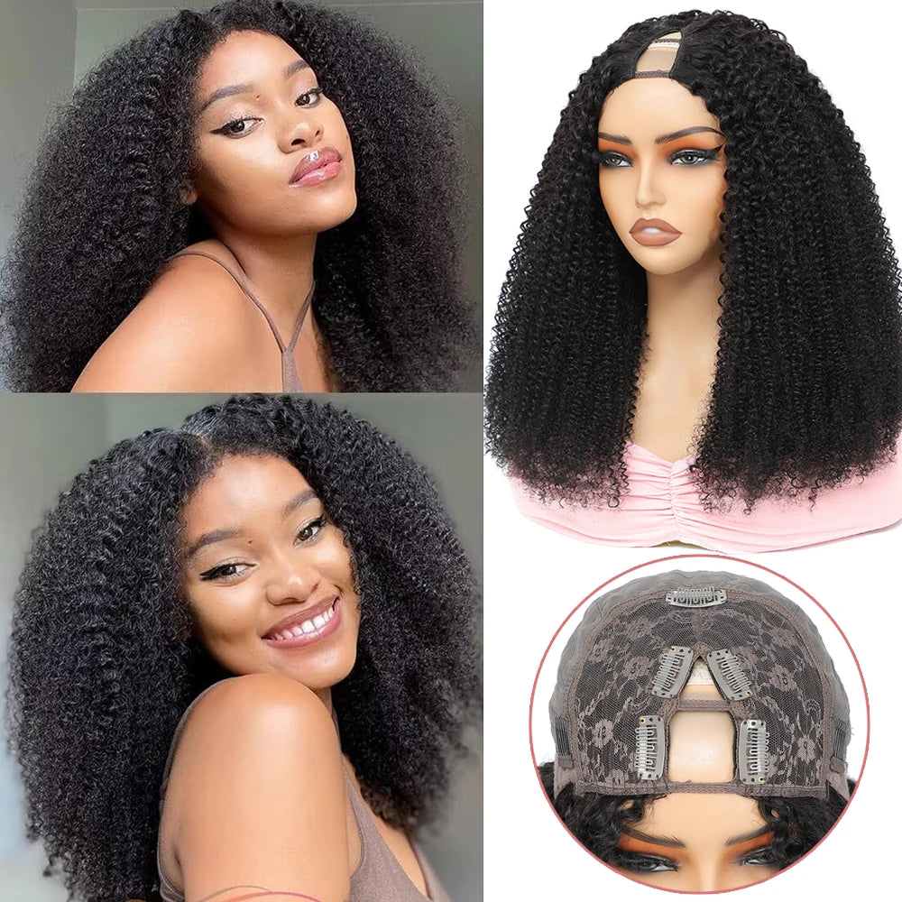 V-Part Afro Kinky Curly Wig | 12–32 Inch Luxegan