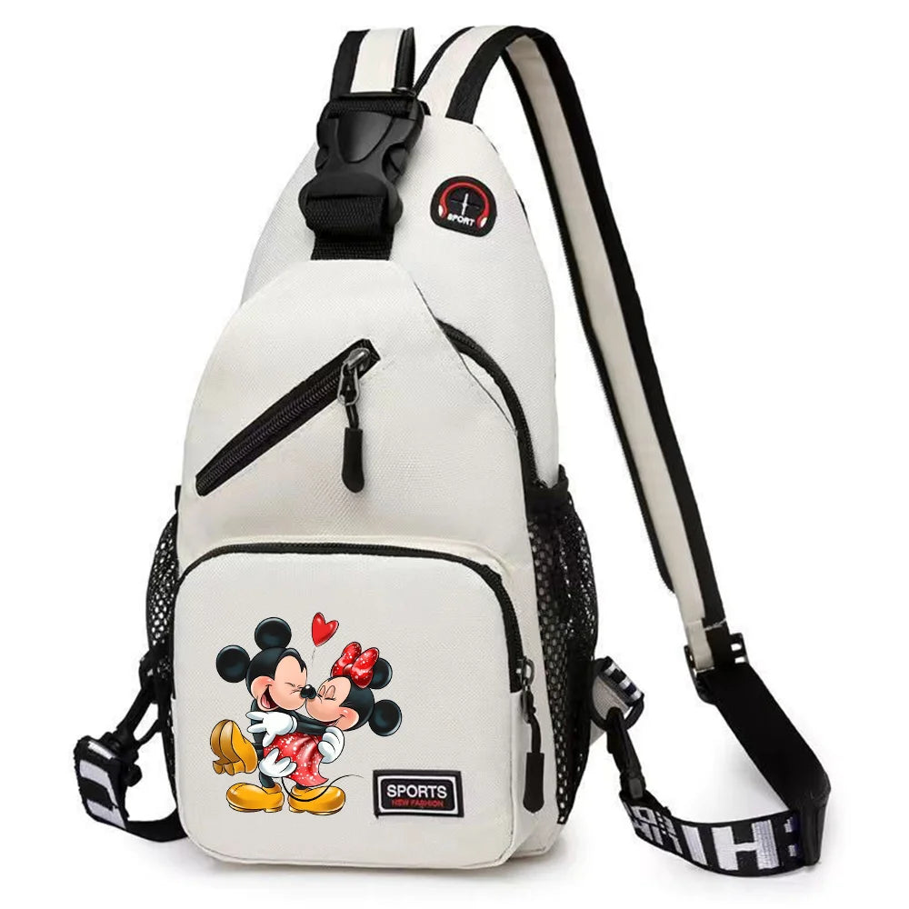 Mickey Minnie Mouse Cartoon Shoulder Bag | Unisex Multi-functional Oxford Fabric Backpack & Casual Chest Business Travel Pack Luxegan
