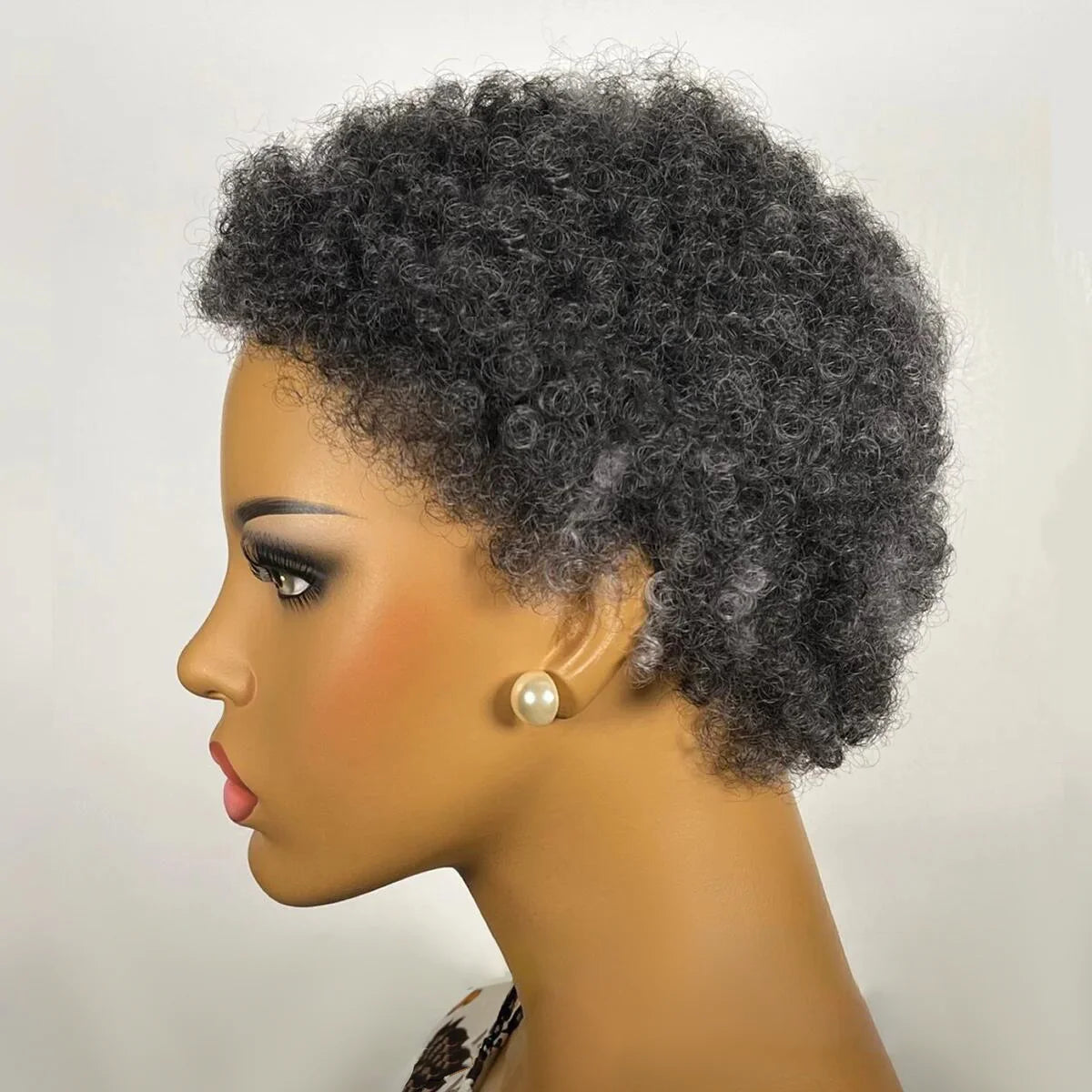 4 Inch Kinky Curly Human Hair Wig | Short Wig with Bangs Luxegan