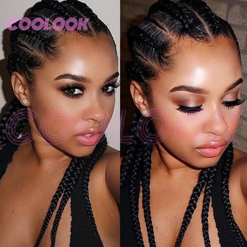 20-36 Inch Jumbo Box Cornrow Faux Locs Wig | Full Lace