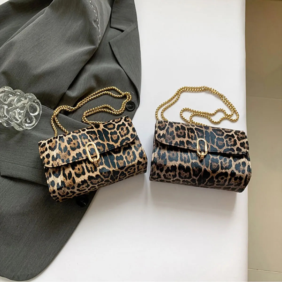 Leopard Print Fashion PU Shoulder Bag | Retro Chain & Crossbody Luxegan