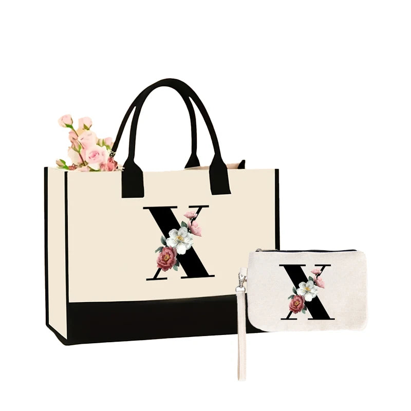 Pattern Printed Canvas Shoulder Bag | Large Capacity Combination Handbag & Storage Bag | Foldable, Reusable, & Eco-Friendly Unisex Casual Tote Luxegan