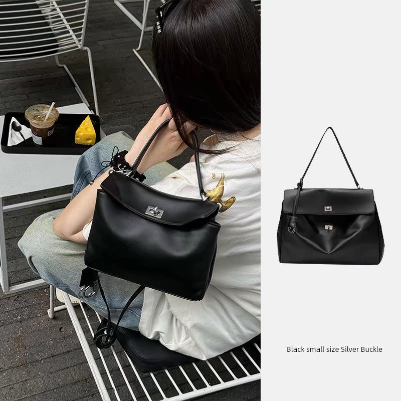 Rodeo Smooth Calfskin Tote Bag | Medium Horizontal Square Crossbody Satchel | Lazy Style Pure Color Leather Handbag Luxegan